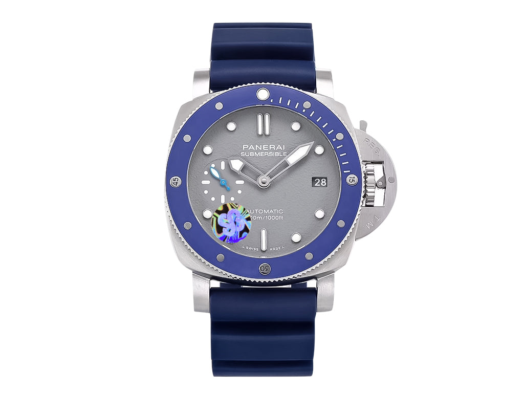 Luminor Submersible 42 3 Days Automatic 'Acciaio' Stainless Steel Case Shark-Grey Dial and Blue Strap (42mm)