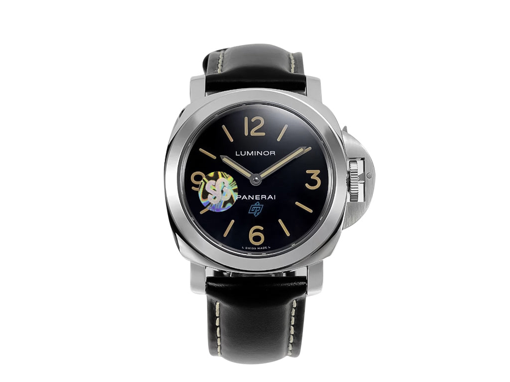 Luminor Base Logo Paneristi 15th Anniversary Handwound Stainless Steel Case with Black Dial and Black Strap (44mm)
