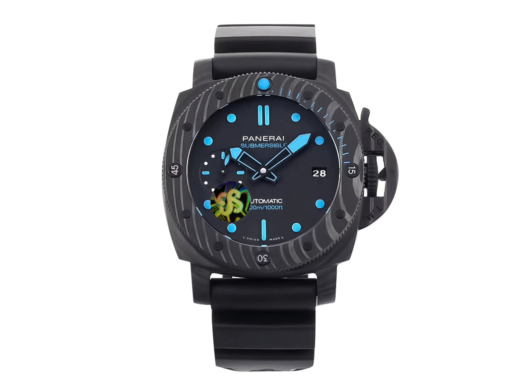 Luminor Submersible 42 3 Days Automatic 'Carbotech' Forged Carbon Case and Bezel, Black Dial and Black Strap (42mm)
