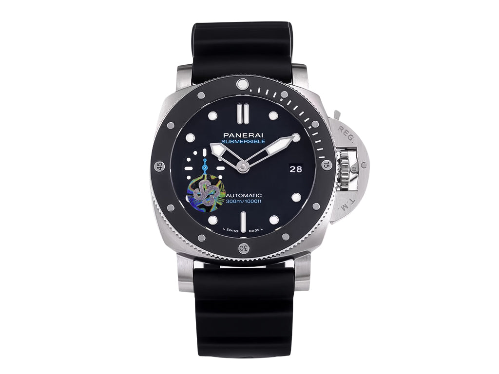 Luminor Submersible 42 3 Days Automatic Acciaio Stainless Steel Case with Black Ceramic Bezel and Black Strap (42mm)