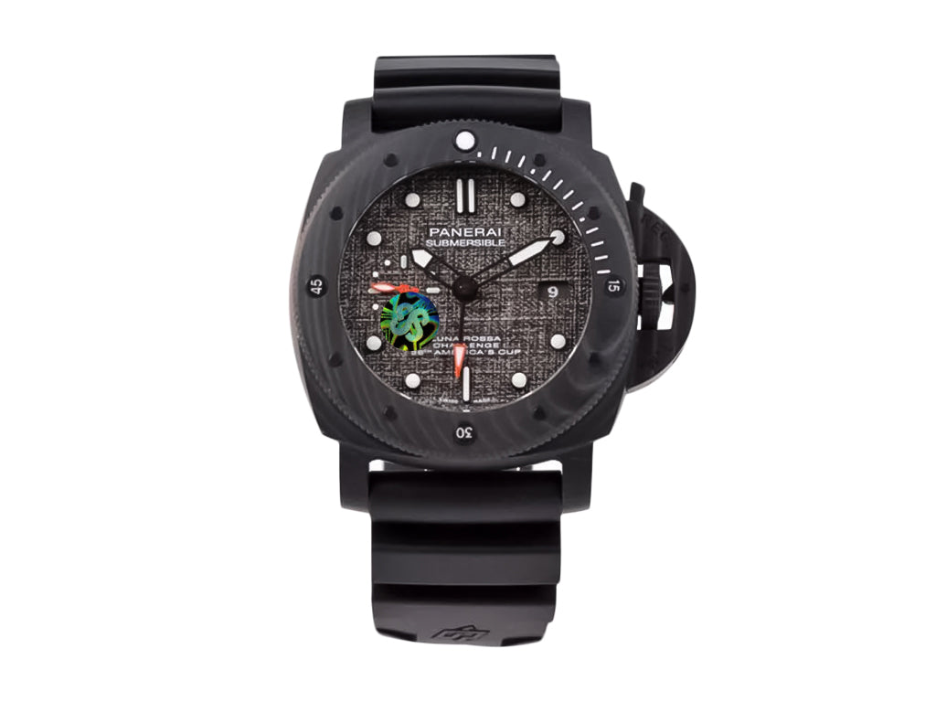 Luminor Submersible 47 Luna Rossa 'Carbotech' Forged Carbon Case and Bezel, Grey Carbon Dial and Black Strap (47mm)