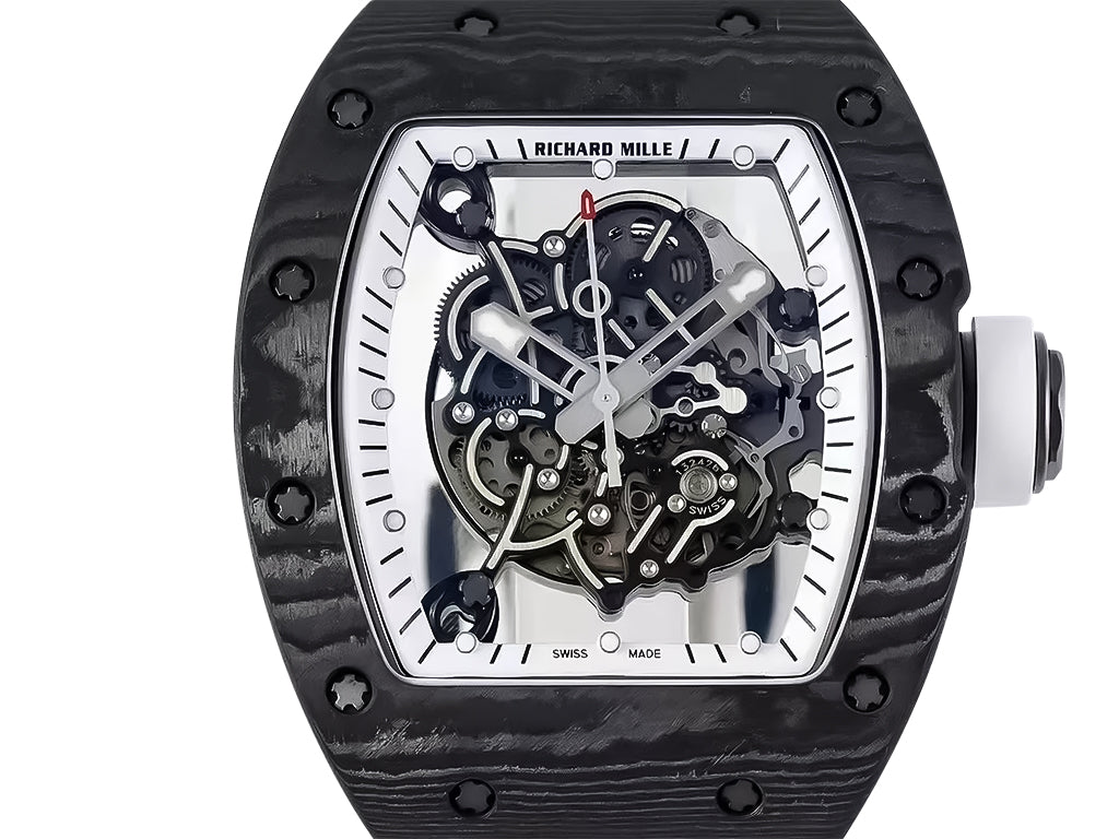RM055 Bubba Watson White Dial Black Bezel White Rubber Strap (49mm)