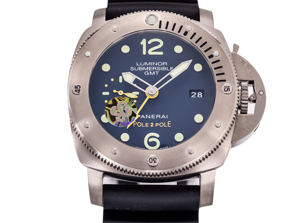 Luminor Submersible 1950 3 Days GMT Automatic Titanio 'Pole 2 Pole' Titanium Case with Blue Dial and Black Strap (47mm)