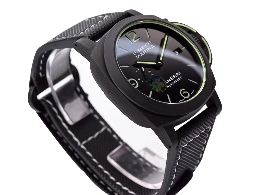 Luminor 1950 44 3 Days Automatic 'Carbotech' Forged Carbon Case with Black Sunburst Dial and Black Strap (44mm)
