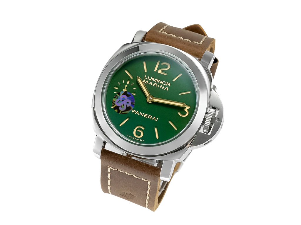 Luminor Marina 8 Days 'Paneristi' Stainless Steel Case with Green Dial and Brown Strap (44mm)