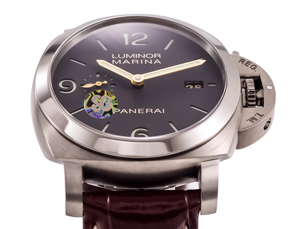 Luminor 1950 Marina 3 Days Automatic Titanium with Brown Dial and Brown Strap (44mm)