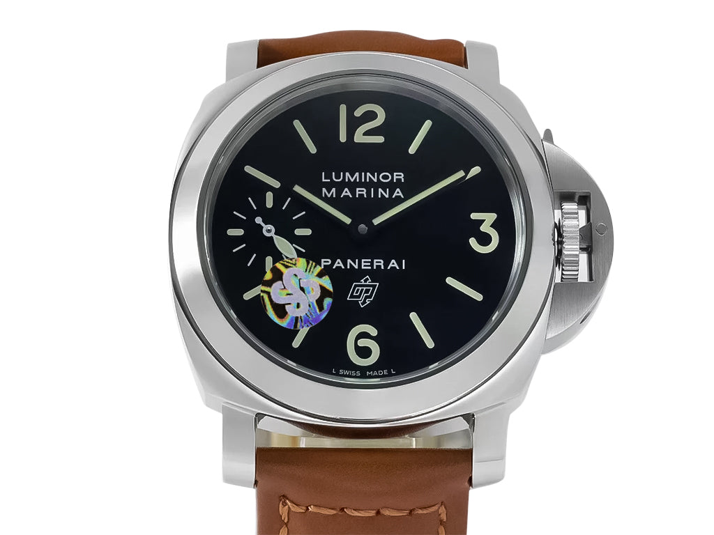 Luminor Marina Logo Stainless Steel with Black Dial and Brown Strap (44mm)