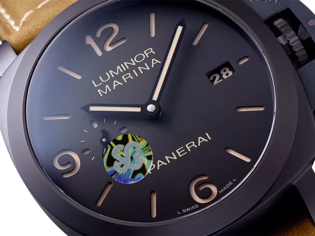 Luminor 1950 Marina 3 Days Automatic Aluminium with Black Dial and Brown Strap (44mm)