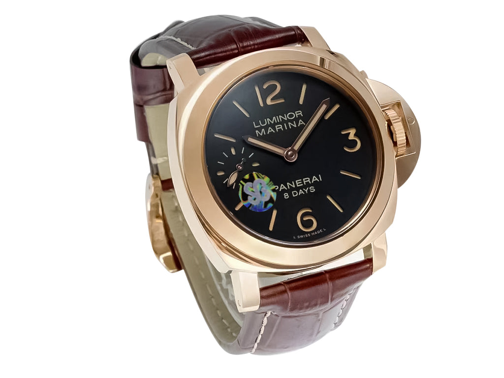 Luminor Marina 44 8 Days Automatic Red Gold with Brown Dial and Brown Strap (44mm)