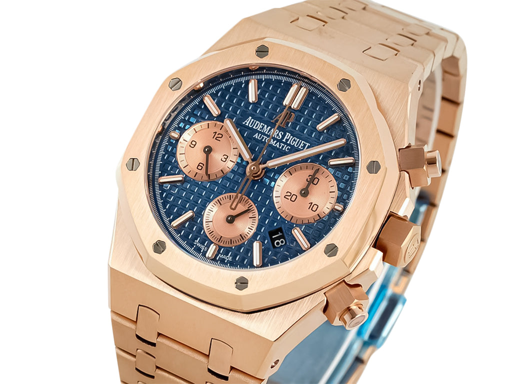 Royal Oak Chronograph Pink Gold with Blue Dial (41mm)