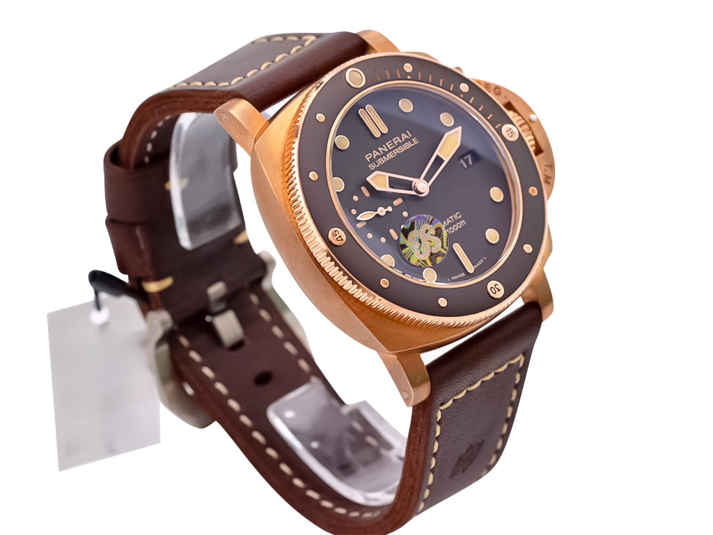 Luminor Submersible 3 Days Automatic 'Bronzo' Bronze Case with Titanium caseback, Brown Dial and Brown Strap (47mm)