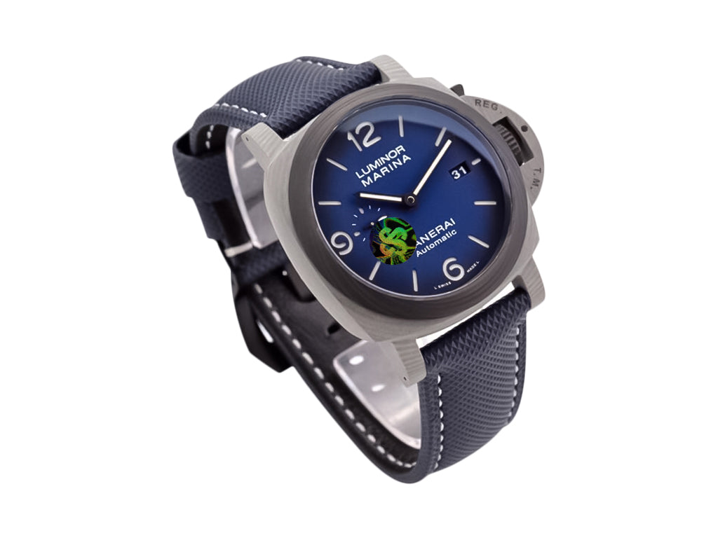 Luminor 1950 44 3 Days Automatic 'Volcano Blu - Fibratech' Composite Case with Forged Carbon Bezel, Blue Gradient Dial and Blue Strap (44mm)
