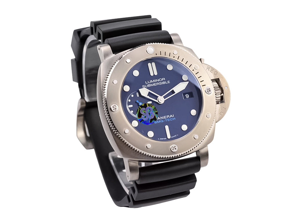 Luminor Submersible 47 3 Days Automatic 'BMG-Tech' Titanium Case with Blue Dial and Black Strap (47mm)