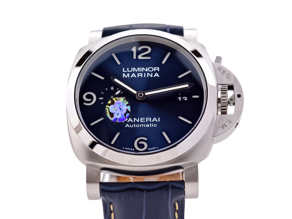 Luminor 1950 Marina 3 Days Automatic Stainless Steel Case with Blue Sunburst Dial and Blue Strap (44mm)