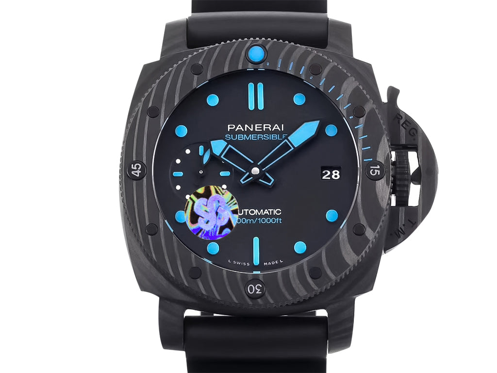 Luminor Submersible 42 3 Days Automatic 'Carbotech' Forged Carbon Case and Bezel, Black Dial and Black Strap (42mm)