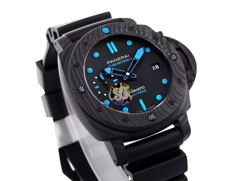Luminor Submersible 42 3 Days Automatic 'Carbotech' Forged Carbon Case and Bezel, Black Dial and Black Strap (42mm)