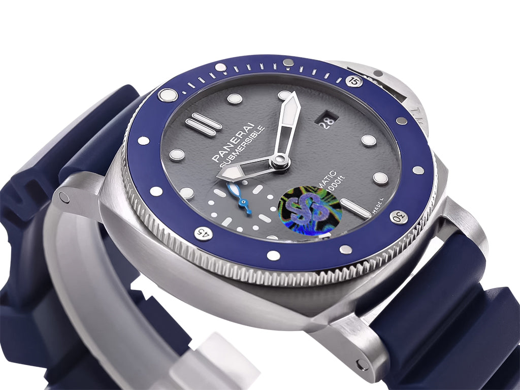 Luminor Submersible 42 3 Days Automatic 'Acciaio' Stainless Steel Case Shark-Grey Dial and Blue Strap (42mm)