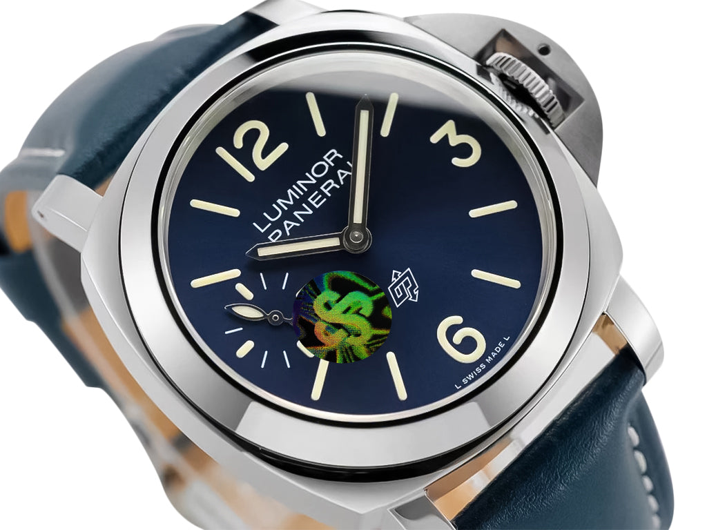 Luminor Marina Logo 3 Days 'Blu Mare Edition' Stainless Steel Bettarini-Style Case with Blue Sunburst Dial and Blue Strap (44mm)