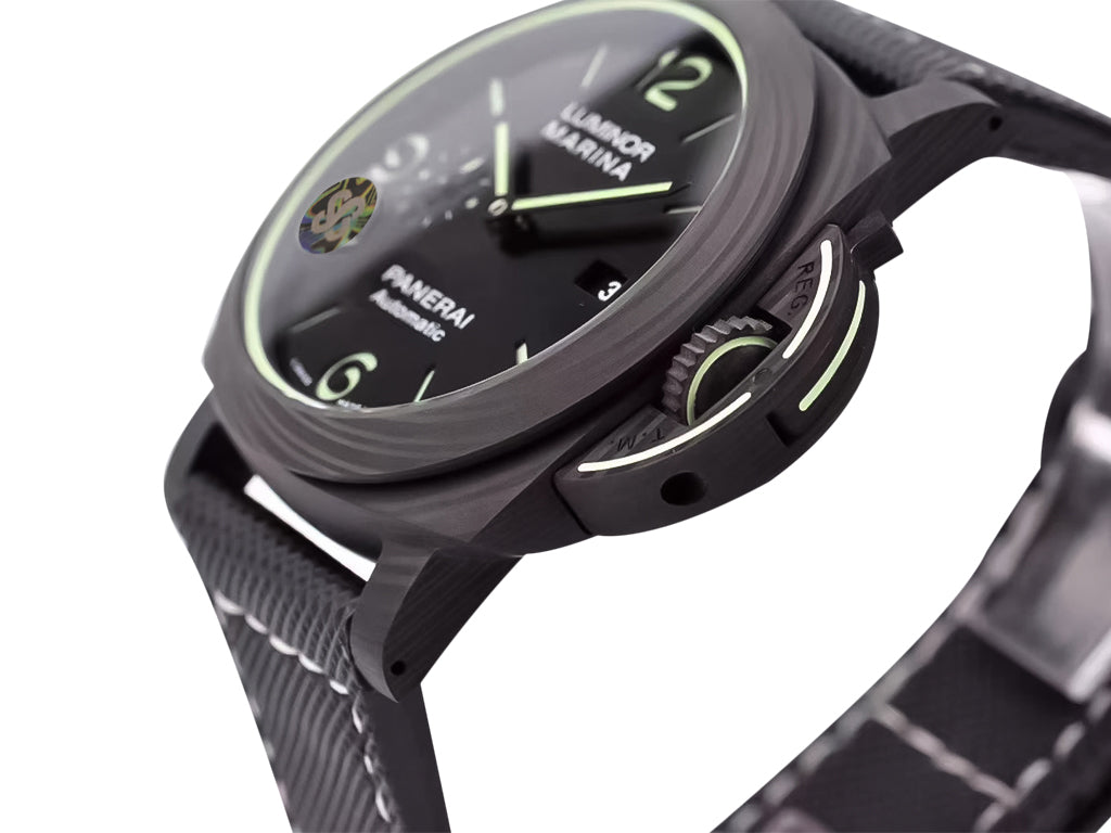Luminor 1950 44 3 Days Automatic 'Carbotech' Forged Carbon Case with Black Sunburst Dial and Black Strap (44mm)
