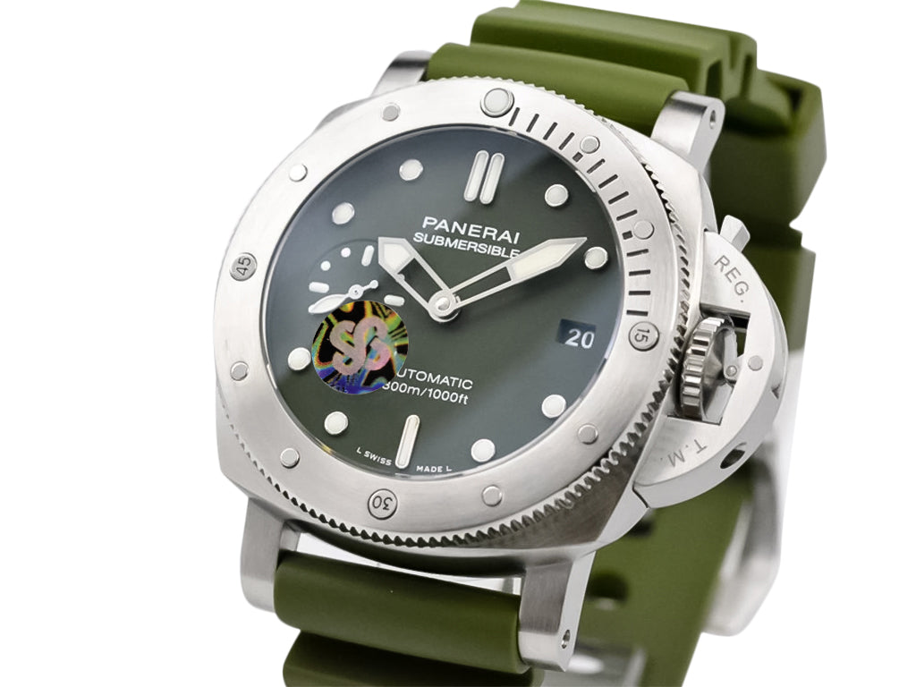 Luminor Submersible 42 3 Days Automatic 'Verde Militare' Brushed Stainless Steel Case, Green Dial and Green Strap (42mm)