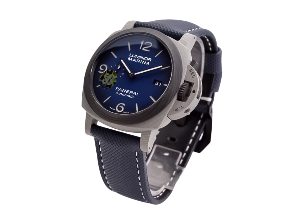 Luminor 1950 44 3 Days Automatic 'Volcano Blu - Fibratech' Composite Case with Forged Carbon Bezel, Blue Gradient Dial and Blue Strap (44mm)