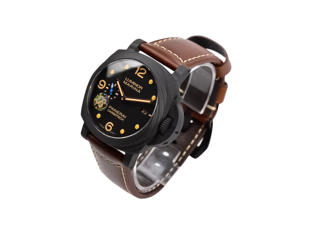 Luminor 1950 44 3 Days Automatic 'Carbotech' Titanium and Carbon Case with Black Dial and Brown Strap (44mm)