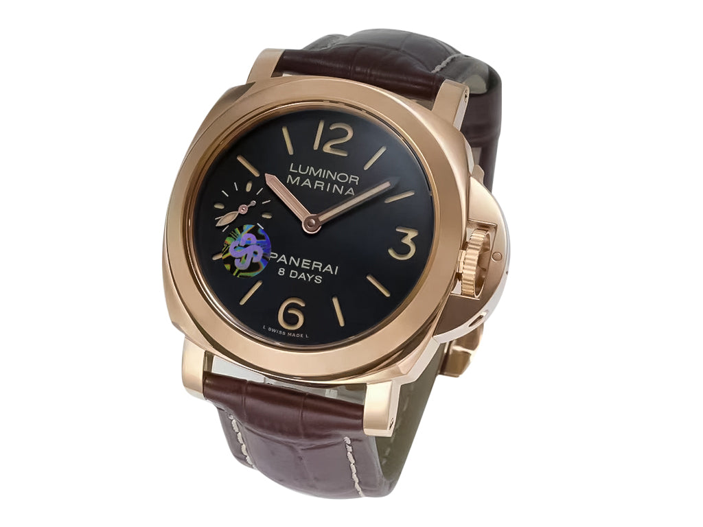 Luminor Marina 44 8 Days Automatic Red Gold with Brown Dial and Brown Strap (44mm)