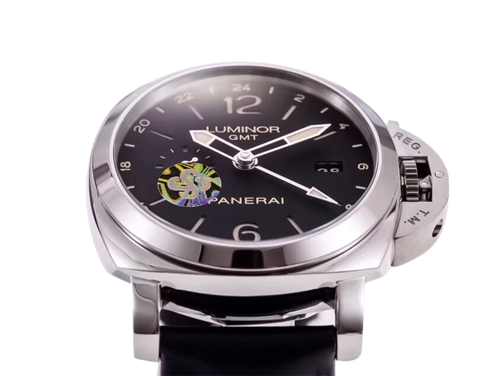 Luminor 1950 3 Days GMT 24h Automatic Acciaio Stainless Steel Case with Black Dial and Black Strap (44mm)