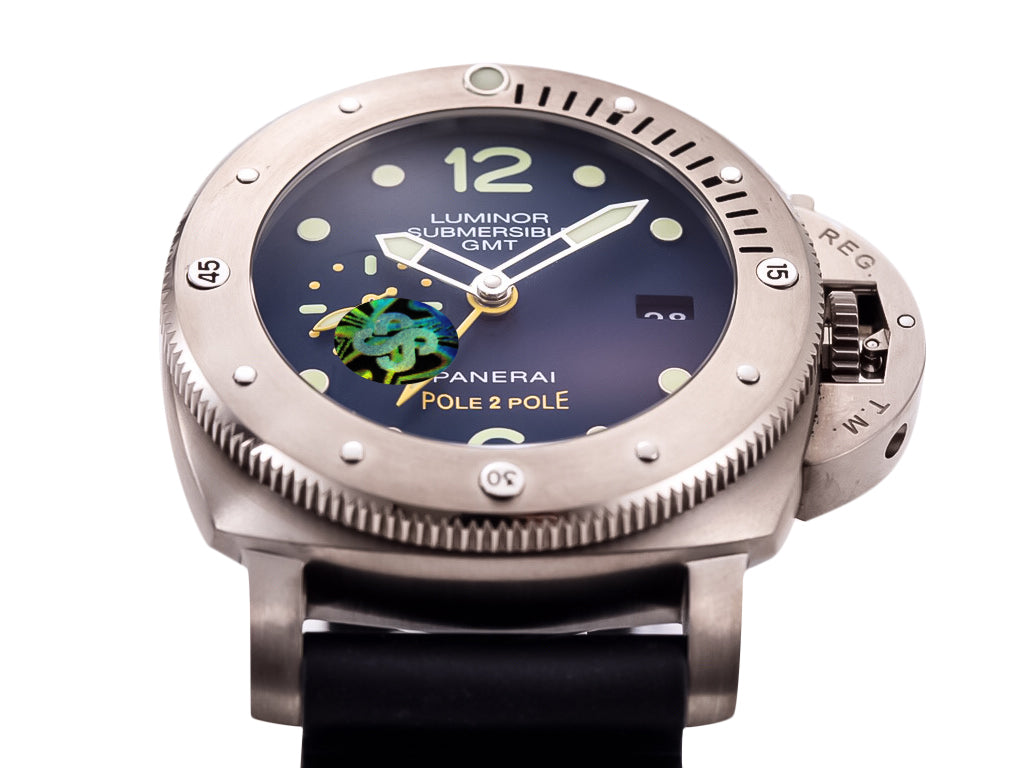 Luminor Submersible 1950 3 Days GMT Automatic Titanio 'Pole 2 Pole' Titanium Case with Blue Dial and Black Strap (47mm)