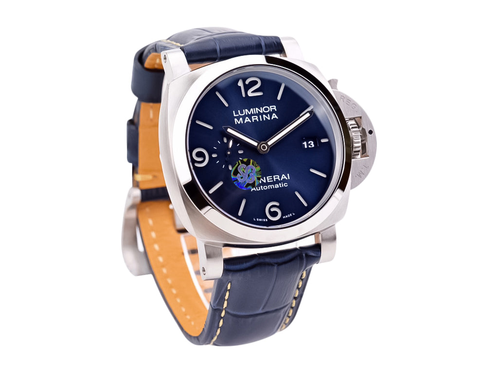 Luminor 1950 Marina 3 Days Automatic Stainless Steel Case with Blue Sunburst Dial and Blue Strap (44mm)