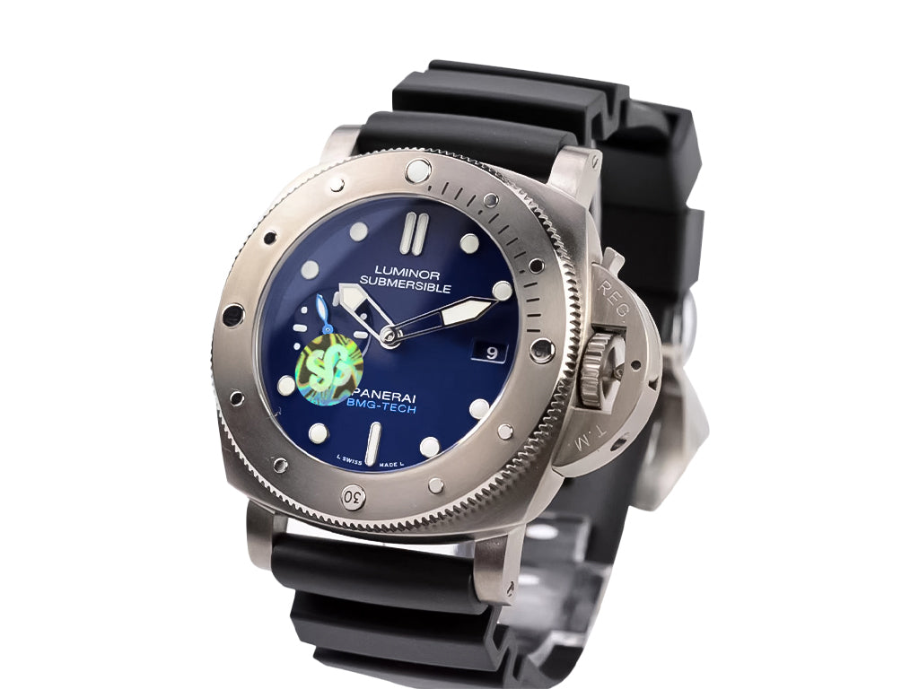 Luminor Submersible 47 3 Days Automatic 'BMG-Tech' Titanium Case with Blue Dial and Black Strap (47mm)