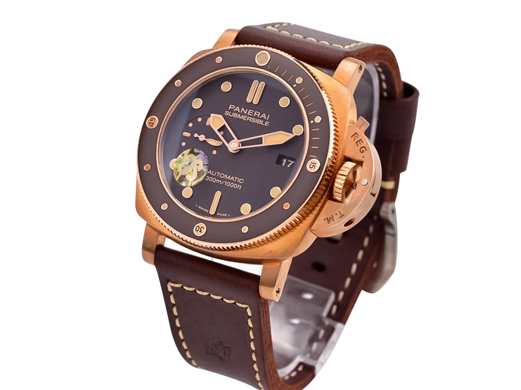 Luminor Submersible 3 Days Automatic 'Bronzo' Bronze Case with Titanium caseback, Brown Dial and Brown Strap (47mm)