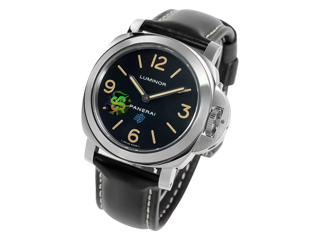 Luminor Base Logo Paneristi 15th Anniversary Handwound Stainless Steel Case with Black Dial and Black Strap (44mm)