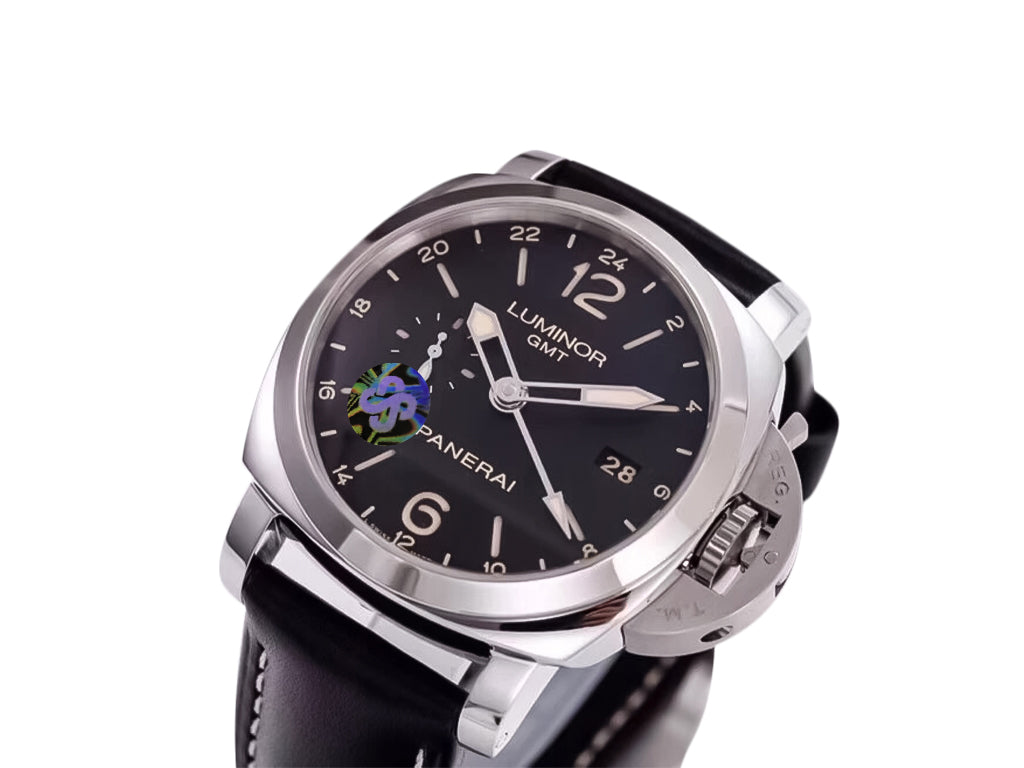 Luminor 1950 3 Days GMT 24h Automatic Acciaio Stainless Steel Case with Black Dial and Black Strap (44mm)