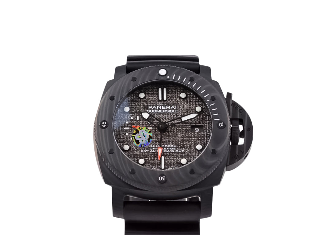 Luminor Submersible 47 Luna Rossa 'Carbotech' Forged Carbon Case and Bezel, Grey Carbon Dial and Black Strap (47mm)