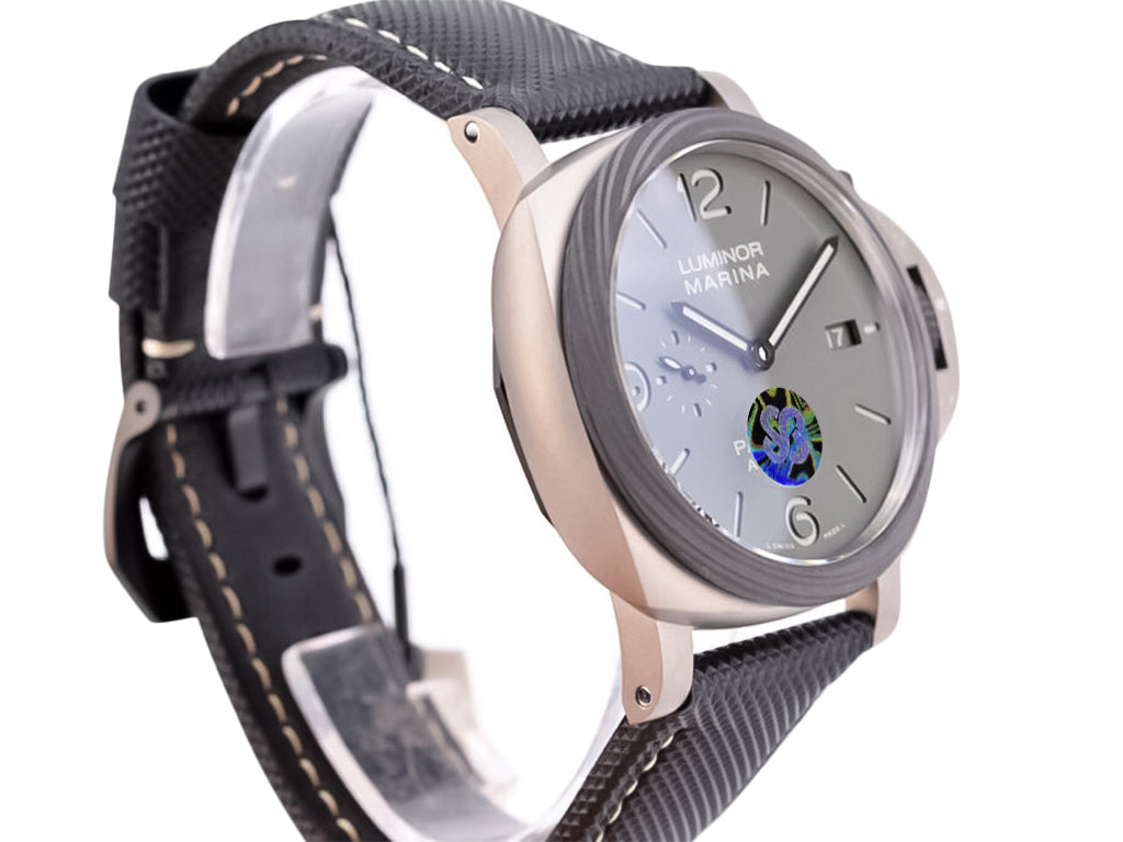 Luminor 1950 44 3 Days Automatic 'TuttoGrigio' Titanium Case with Forged Carbon Bezel, Grey Dial and Black Strap (44mm)
