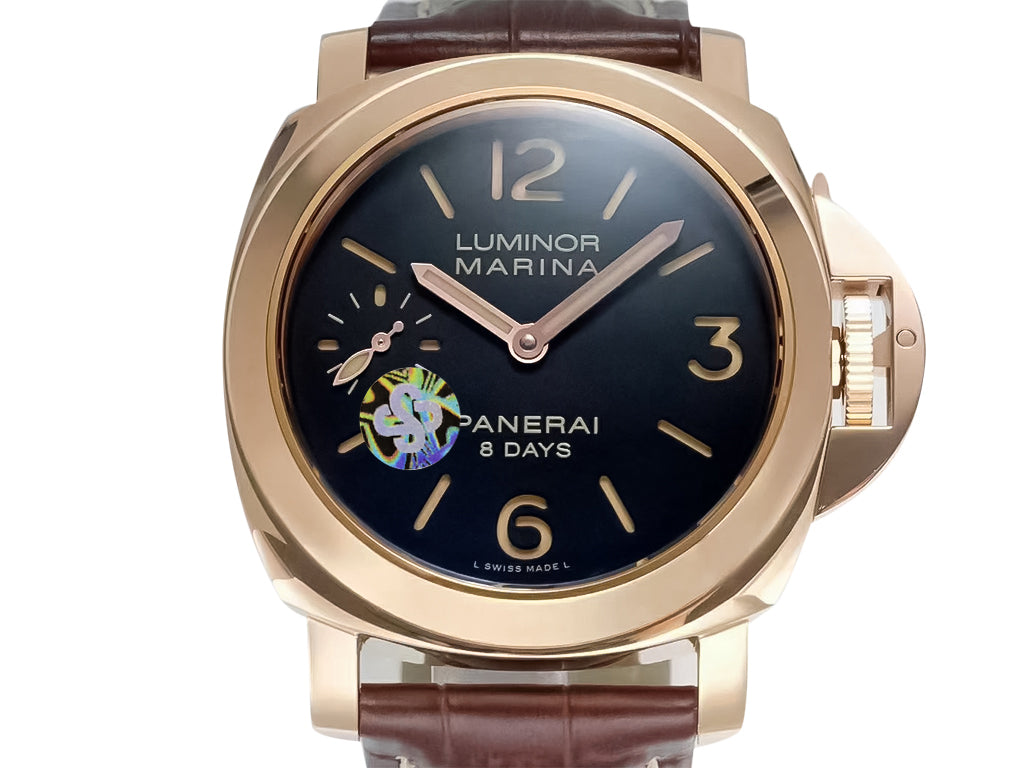 Luminor Marina 44 8 Days Automatic Red Gold with Brown Dial and Brown Strap (44mm)