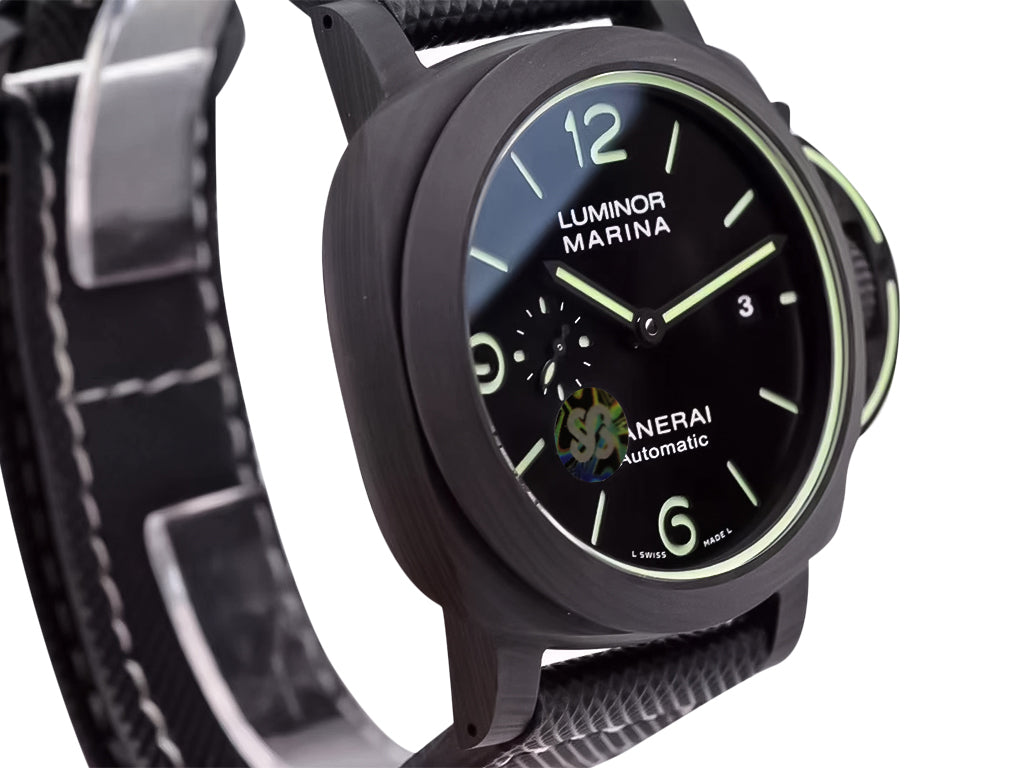 Luminor 1950 44 3 Days Automatic 'Carbotech' Forged Carbon Case with Black Sunburst Dial and Black Strap (44mm)