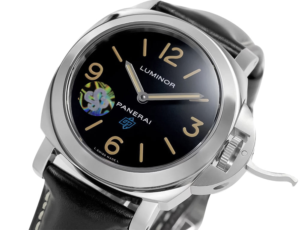 Luminor Base Logo Paneristi 15th Anniversary Handwound Stainless Steel Case with Black Dial and Black Strap (44mm)