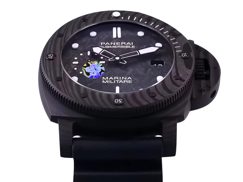 Luminor Submersible 47 Marina Militare 'Carbotech' Forged Carbon Case and Bezel, Carbon Dial and Black Strap (47mm)