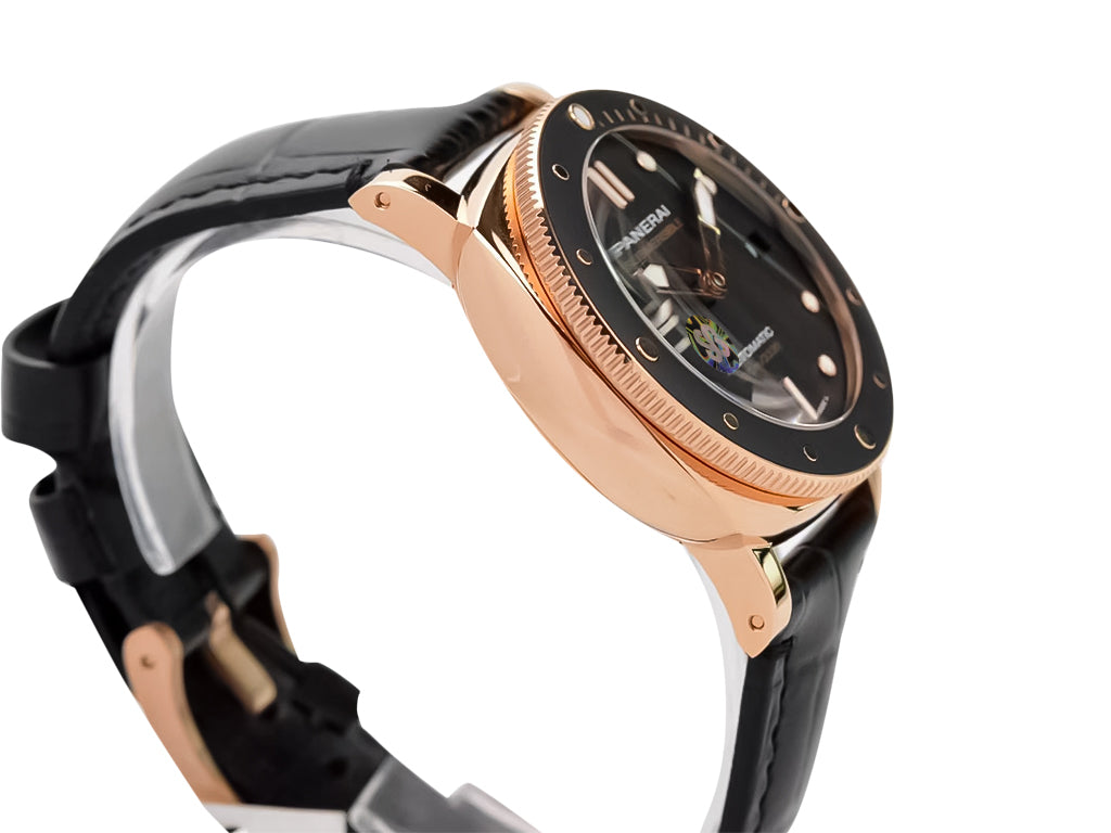 Luminor Submersible 42 3 Days Automatic 'Goldtech' Red Gold Case with Black Dial and Black Strap (42mm)