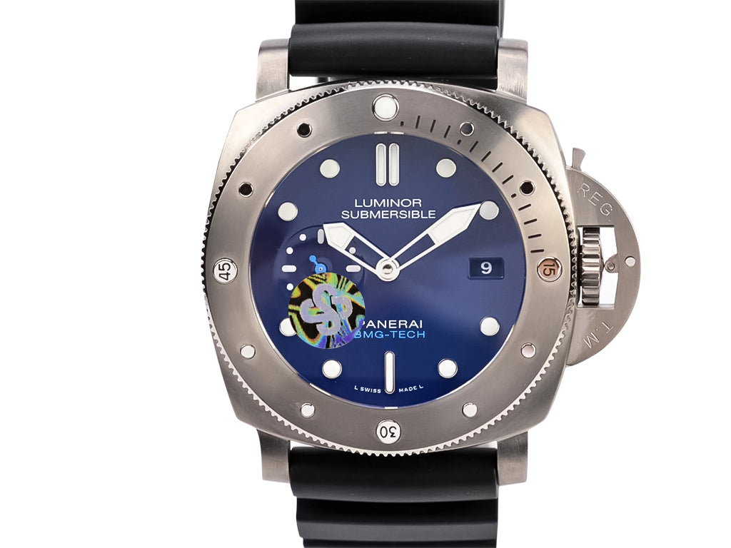 Luminor Submersible 47 3 Days Automatic 'BMG-Tech' Titanium Case with Blue Dial and Black Strap (47mm)
