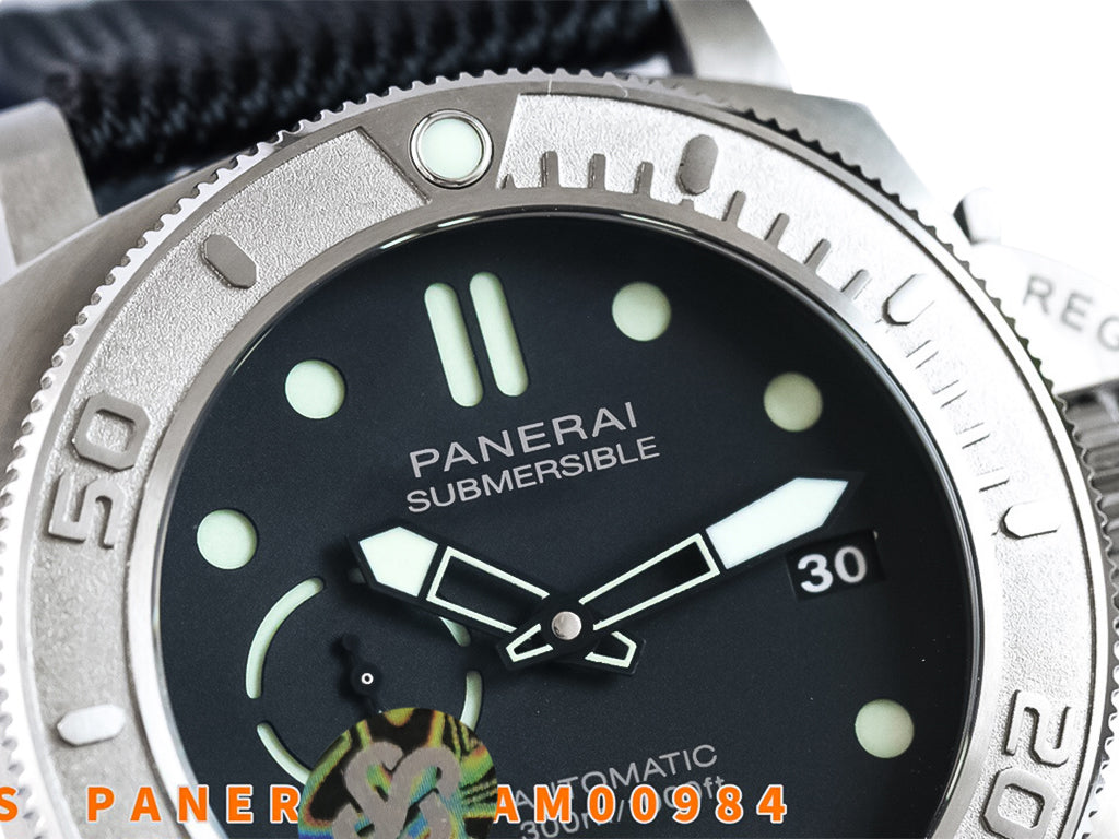 Luminor Submersible 47 'Mike Horn Edition' Titanium Case Featuring a Titanium Bezel Graduated with Raised Numerals, Black Dial and Black Strap (47mm)