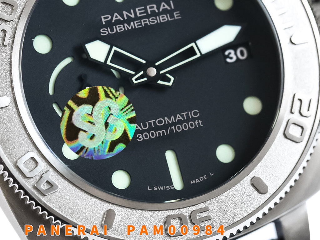 Luminor Submersible 47 'Mike Horn Edition' Titanium Case Featuring a Titanium Bezel Graduated with Raised Numerals, Black Dial and Black Strap (47mm)