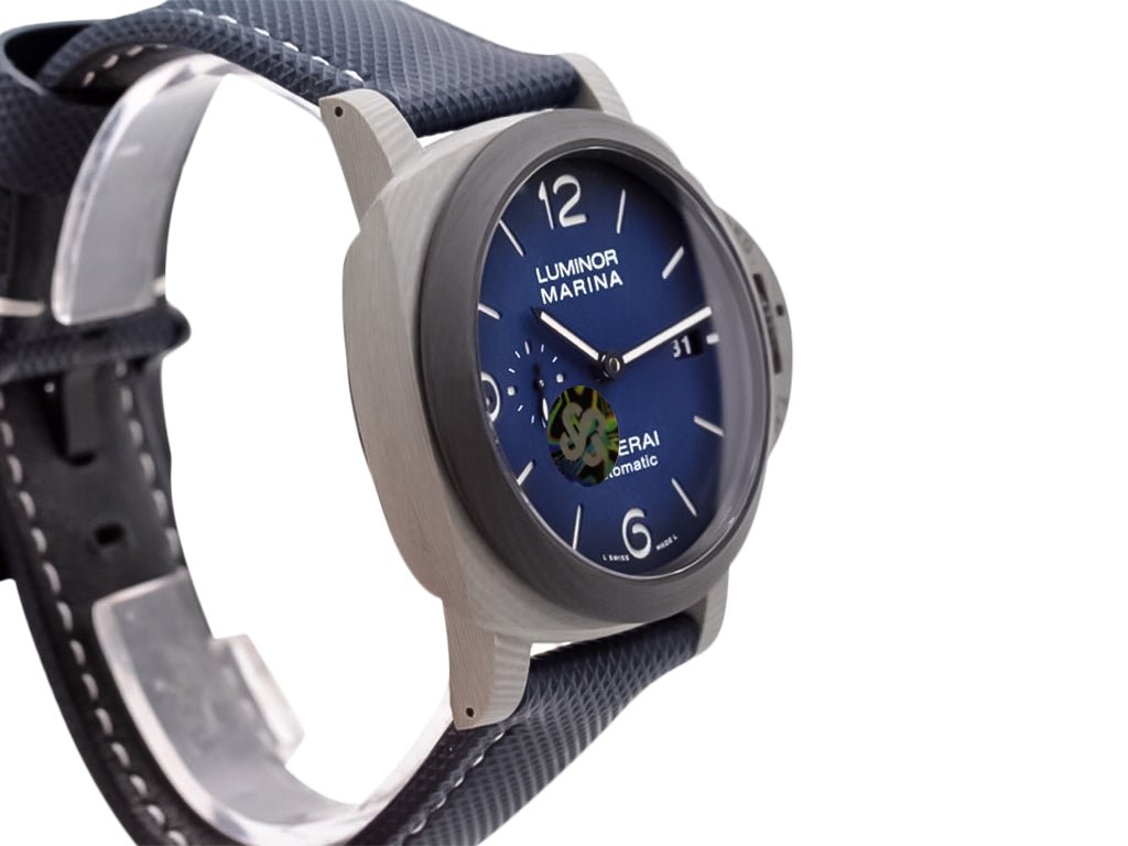 Luminor 1950 44 3 Days Automatic 'Volcano Blu - Fibratech' Composite Case with Forged Carbon Bezel, Blue Gradient Dial and Blue Strap (44mm)