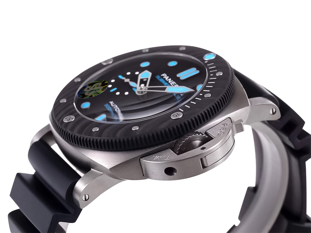 Luminor Submersible 47 3 Days Automatic 'BMG-Tech' Titanium Case with Forged Carbon Bezel, Black Dial and Black Strap (47mm)