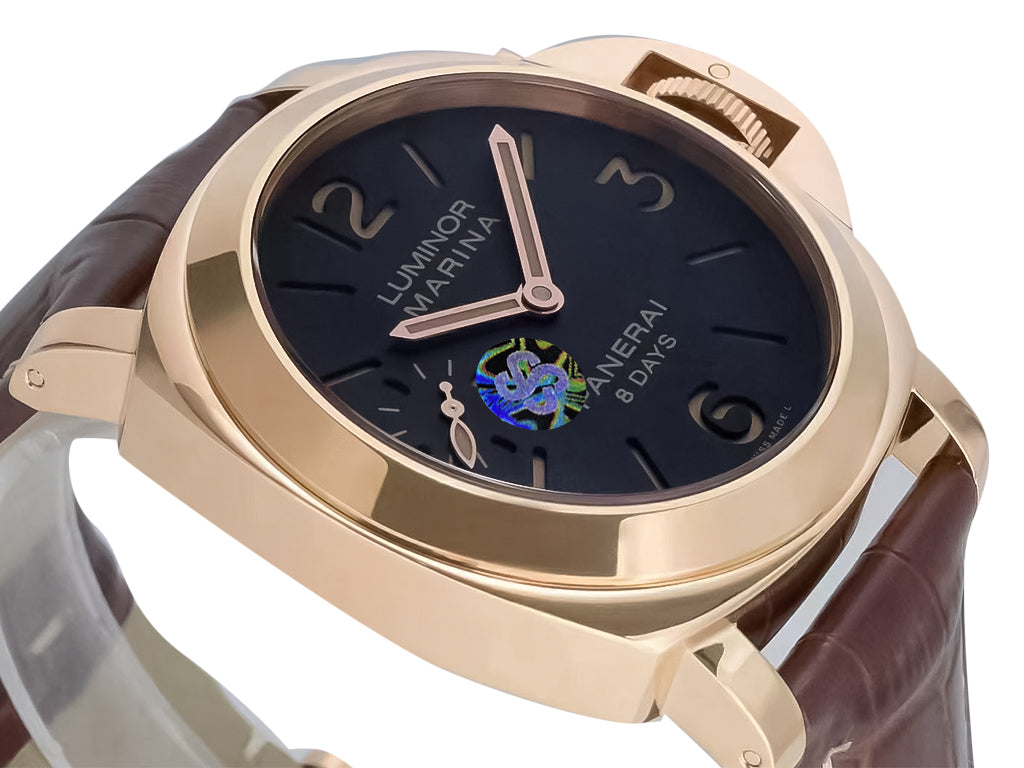 Luminor Marina 44 8 Days Automatic Red Gold with Brown Dial and Brown Strap (44mm)
