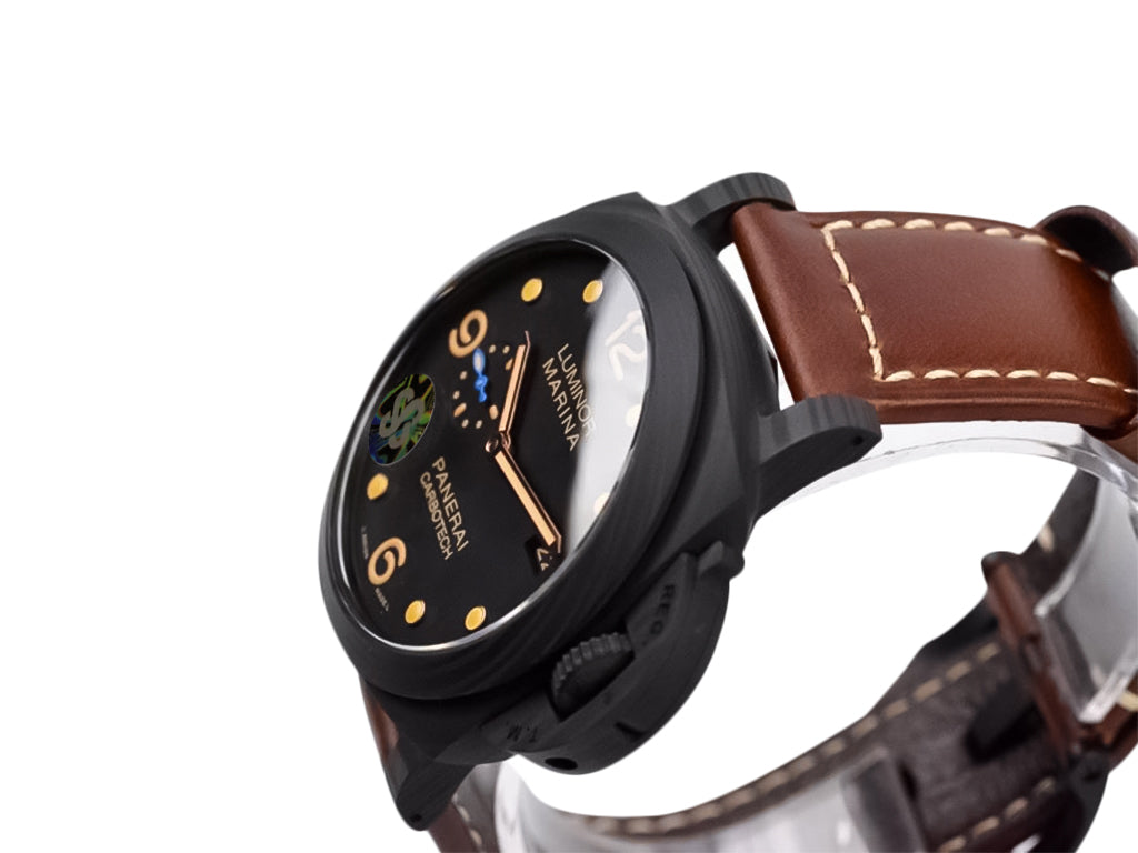 Luminor 1950 44 3 Days Automatic 'Carbotech' Titanium and Carbon Case with Black Dial and Brown Strap (44mm)