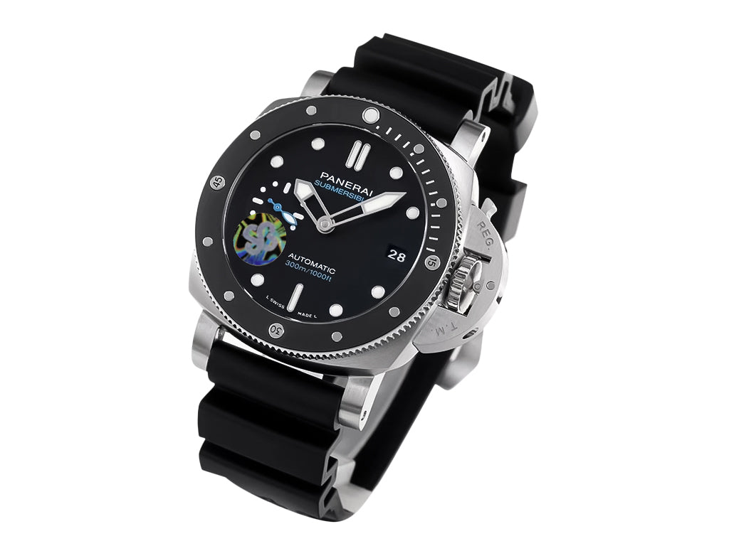 Luminor Submersible 42 3 Days Automatic Acciaio Stainless Steel Case with Black Ceramic Bezel and Black Strap (42mm)