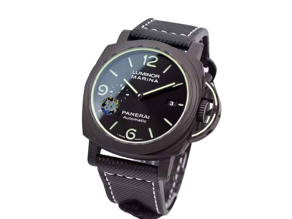 Luminor 1950 44 3 Days Automatic 'Carbotech' Forged Carbon Case with Black Sunburst Dial and Black Strap (44mm)
